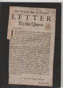 Queen Anne and the Glorious Revolution ? historic broadside dated 1688 entitled ?The Princess Anne
