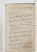 Charles II manuscript transcript of his speech to both Houses of Parliament on October 10 1667 on