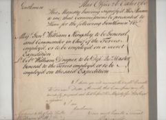 Secret military operation 1760 ? attractive document signed by William Wildman Barrinton^ as
