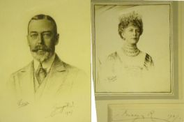 Royalty ? Autograph ? George V and Queen Mary a very fine pair of official portraits by Vandyk