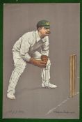 Original Chevalier Taylor colour lithograph cricket print 1905 â€“ titled Mr J J Kelly - printed