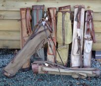 8x various canvas and leather golf bags â€“ all with minor defects but still useable