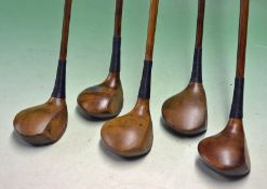 5x Assorted socket head woods to incl an unusual baffy with an original crown lead weight insert,