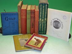 Early Golf Instruction books from 1896 to 1922 (8) to incl scarce 1st ed HSC Everard "Golf In Theory