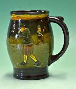 Royal Doulton Golfing Kingsware series 1pt tankard c. 1920s - dark treacle finish decorated with