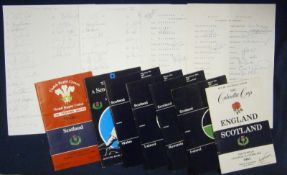 Selection of 1980s Signed Scotland Rugby Team Sheets â€“ consisting of v France 16/02/80, Wales 07/