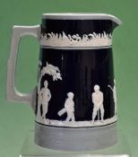 Fine Copeland Late Spode blue and white golfing jug c. 1900 â€“- decorated with golfers in white