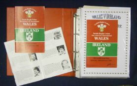 Collection of 1980s Onward Wales v Ireland Signed Rugby Programmes â€“ majority played in Wales,