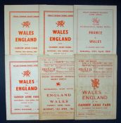 Various 1960s Wales International Rugby Programmes â€“ all played at Cardiff Arms Park including v