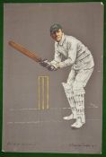 Original Chevalier Taylor Colour Lithograph cricket print 1905 â€“ titled Mr W W Armstrong - printed
