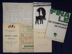 Collection of 1940 France Rugby Ephemera â€“ consisting of a scarce British Empire v France Services