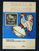 1980 Natal v France Rugby Match Programme â€“ on the French Tour To South Africa played on 29/10/