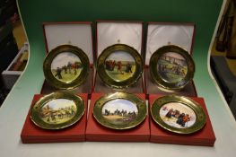 Set of 6 Spode "Antique Golf Series" bone china plates â€“ ltd ed 2000 each plate featuring early