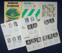 5 x 1970s Ireland v England Signed Rugby Programmes â€“ all played at Lansdowne Road to include 13/