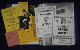 Collection of 1970s Onward Welsh Cup Rugby Programmes and 1950s Onwards Welsh Seven`s Rugby