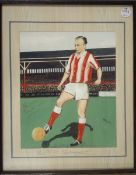 Original Watercolour of Sir Stanley Matthews - by Fallows signed by Matthews to picture and mount