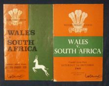 1960 Wales v South Africa Signed Rugby Programme â€“ played at Cardiff Arms Park on 03/12/60 (8