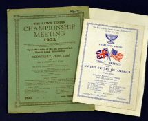 Collection of pre war 1930s Wimbledon/Davis Cup and other tennis tournament programmes to incl