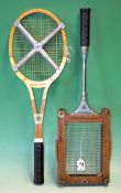 2 x interesting 1960/70s tennis rackets to incl a French J Gauthier & Fils Cie with an open throat