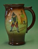 Royal Doulton Golfing Kingsware series ware quart pitcher c. 1930s - light coloured finish with