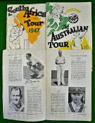 3x 1947 South African Cricket Tour Programmes â€“ one signed: 32 Page Illustrated booklet having