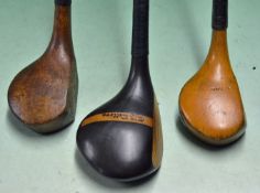 3x various woods to incl 2x scare necks a J Randall brassie, G Brews persimmon driver and a T H