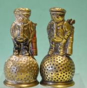 2x Dunlop brass caddy/ golf ball figures â€“ to incl one stamped with Dunlop 31 to both the front