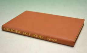 Hopkinson Cecil â€“ "Collecting Golf Books 1743-1938" 1st ed 1938 in the original cloth boards and