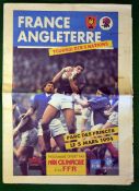 Rare France v England Rugby programme -played at Parc des Princes on 5th March. This is the