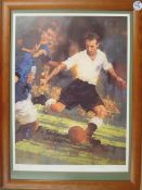 Signed Stanley Matthews in England Colour Print â€“ 72/75, signed by the S. Matthews and 1 x