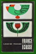 1969 France v Scotland Rugby Programme â€“ played on 11/01/69 at Colombes, with staple rust, minor