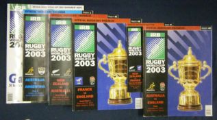 Collection of 2003 Rugby World Cup Programmes â€“ a complete set, t/w the official tournament guide,