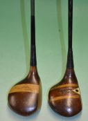 Fine Tom Morris striped top persimmon driver with early fine period green shaft with full length