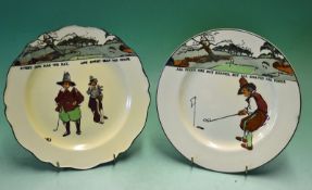 2x Royal Doulton golfing series ware plates - both decorated with Crombie style golfing figures
