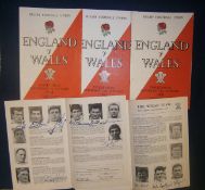 5 x 1960s England v Wales Signed Rugby Programmes â€“ all played at Twickenham including on 16/01/60