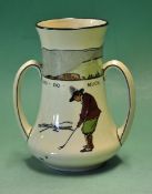 Scarce Royal Doulton Series ware golfing twin handle vase â€“ decorated with Crombie style golfing