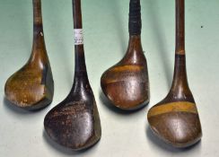 4x various socket head woods to incl T Drummond driver, unnamed striped top brassie, W Watt