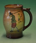 Royal Doulton Golfing Kingsware series tankard c. 1930s - light coloured finish decorated with