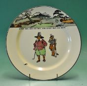 Fine Royal Doulton Golfing series ware dinner plate â€“ decorated with Crombie style golfers and