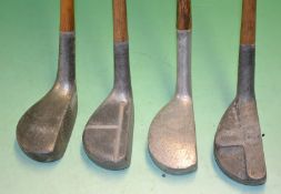 4x Alloy mallet head putters including a Spalding, a Mills RNG model an RBB model, and a U model,
