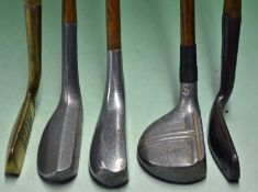 Collection of 5x assorted putters to incl Logan`s "Cherokee" alloy mallet head and a Randall
