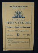 1964 France v NSW Colts Rugby League Match Programme â€“ played on 18/08/64 at Sydney Sports Ground,