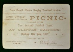 Rare 1897 New South Wales Rugby Football Union Complimentary Picnic Card â€“ held in honour of the