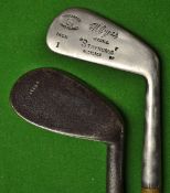 Large head niblick (pitted) and an FH Ayres deep faced one iron, both fitted with full length grips