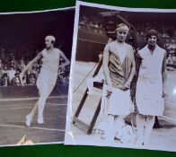 Helen Wills and Lili d`Alvarez Tennis Press Photographs c. 1927 â€“ both on court at Wimbledon for