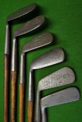 6x assorted left handed golf clubs to incl from a 3 iron to a big headed niblick and Spalding