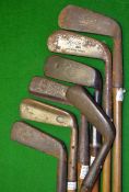 7x Assorted blade putters including a Maxwell flange wry neck, a straight line model by AH Scott,