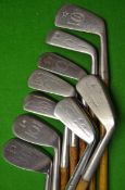 9x Gibson `star` model irons including from driving iron, mid iron, long faced mashie, mashie,