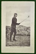 Rt. Hon. A J Balfour MP golfing postcard â€“ on the tee ready to drive â€“ used and dated 1910