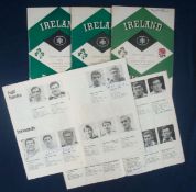 5 x 1960s Ireland v England Signed Rugby Programmes â€“ all played at Lansdowne Road to include 11/